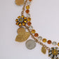 Gold Brass Crystal Logo Pineapple Statement Necklace