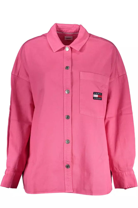 Pink Cotton Women Shirt