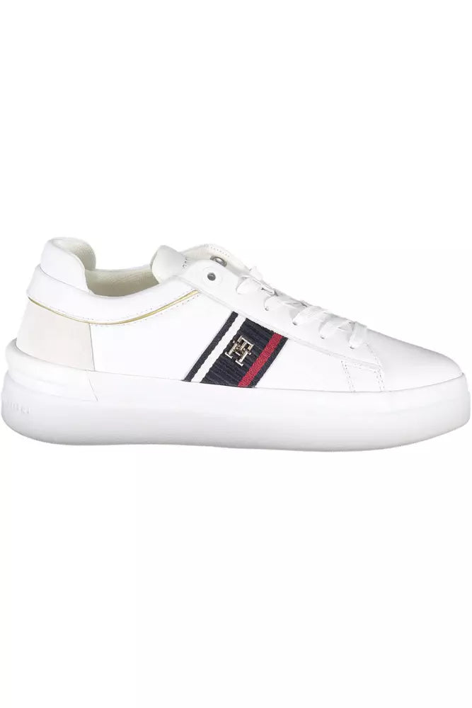White Polyester Women Sneaker