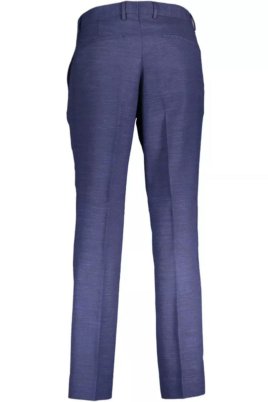 Blue Polyester Men Trouser