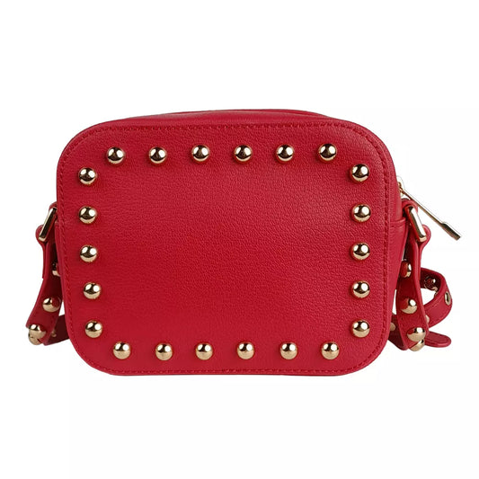 Studded Zebra Mini Shoulder Bag in Red Calfskin