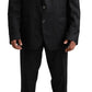 Elegant Black Virgin Wool Martini Suit