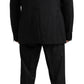 Elegant Black Virgin Wool Martini Suit
