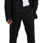 Elegant Black Virgin Wool Martini Suit
