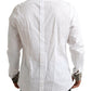 Elegant White Baroque Slim Fit Dress Shirt