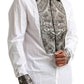 Elegant White Baroque Slim Fit Dress Shirt