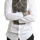 Elegant White Baroque Slim Fit Dress Shirt