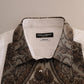 Elegant White Baroque Slim Fit Dress Shirt