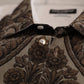Elegant White Baroque Slim Fit Dress Shirt