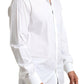 Elegant White Slim Fit Tuxedo Shirt with Crown Embroidery