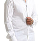 Elegant White Slim Fit Tuxedo Shirt with Crown Embroidery