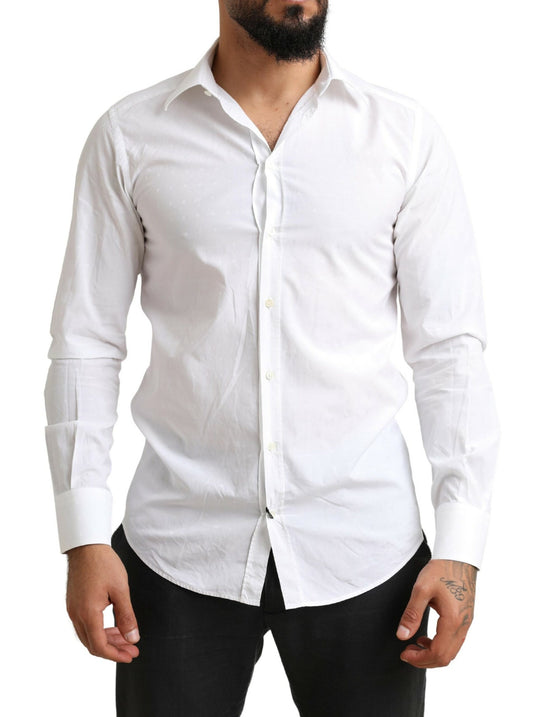 Elegant White Slim Fit Dress Shirt