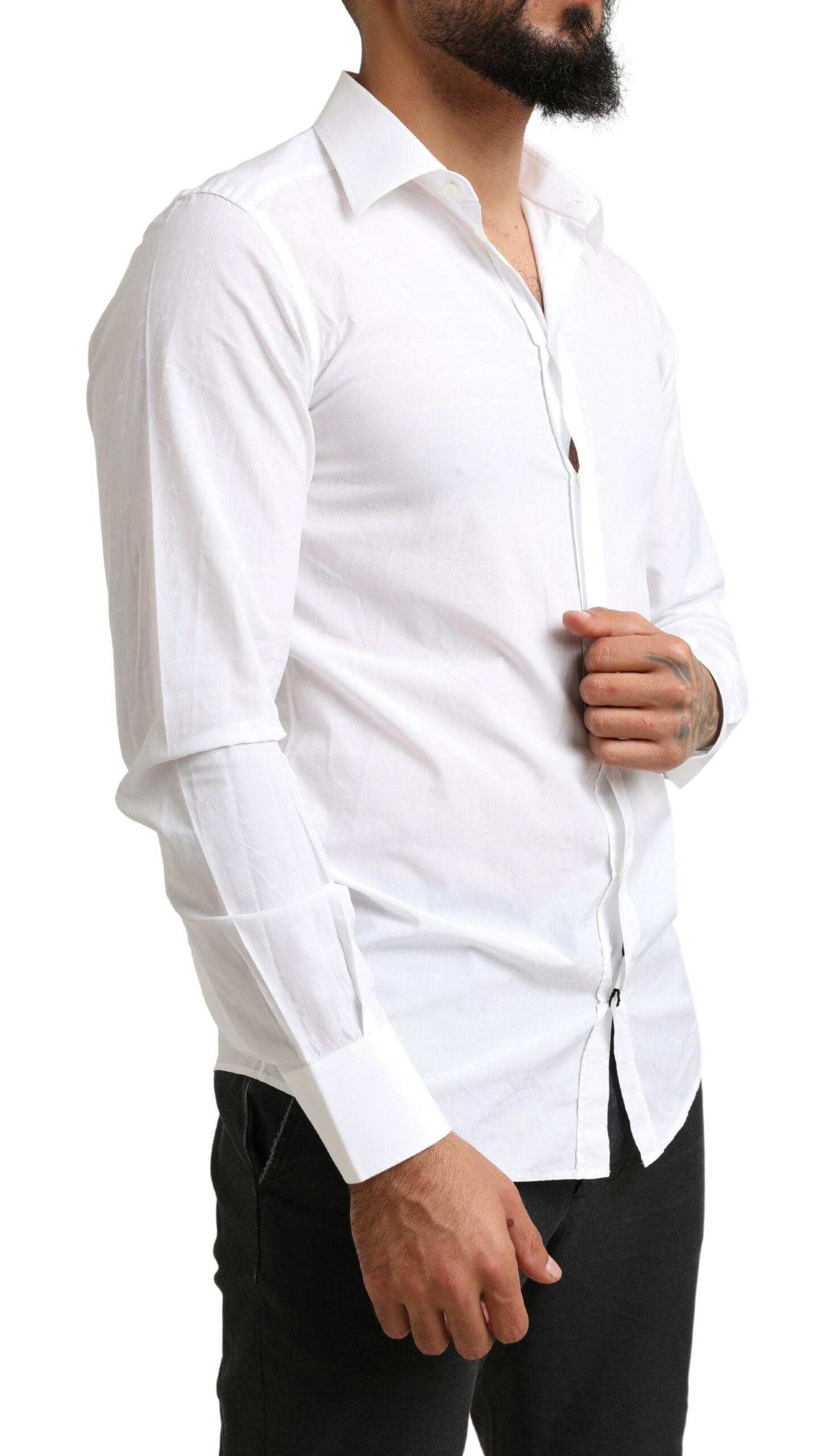 Elegant White Slim Fit Dress Shirt
