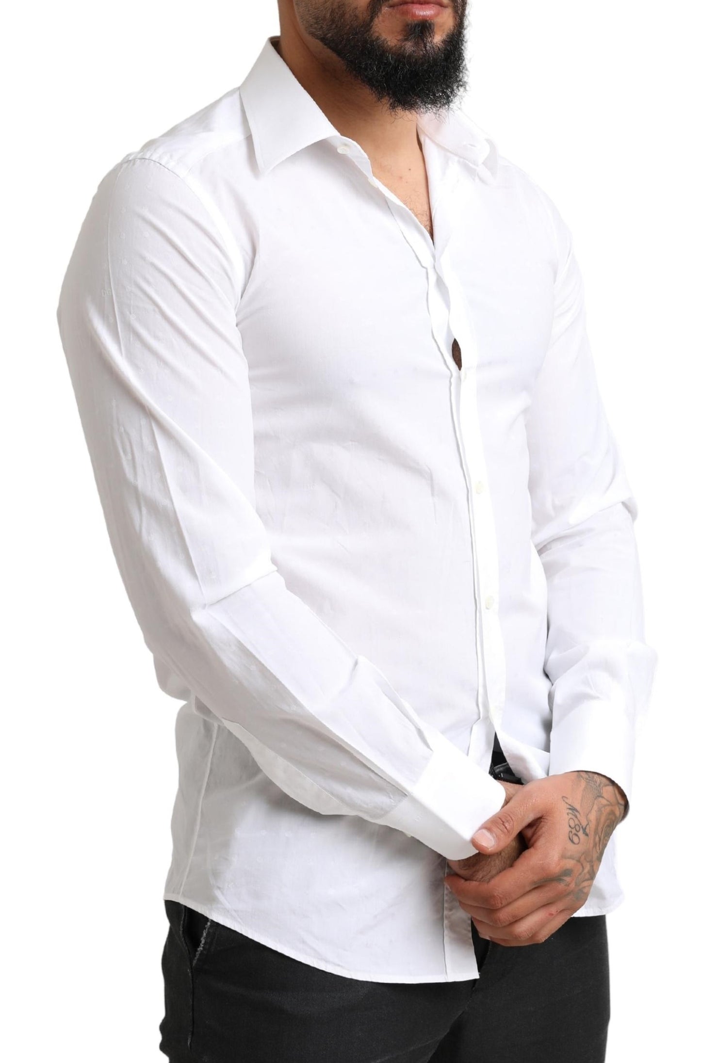 Elegant White Slim Fit Dress Shirt
