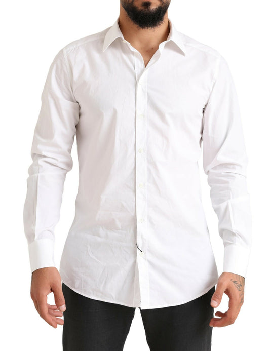 Opulent White Cotton Dress Shirt