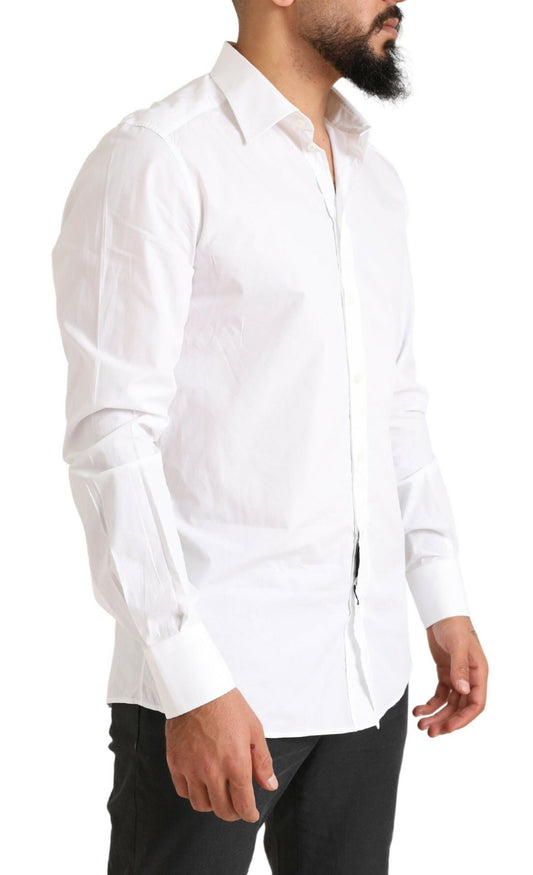 Opulent White Cotton Dress Shirt