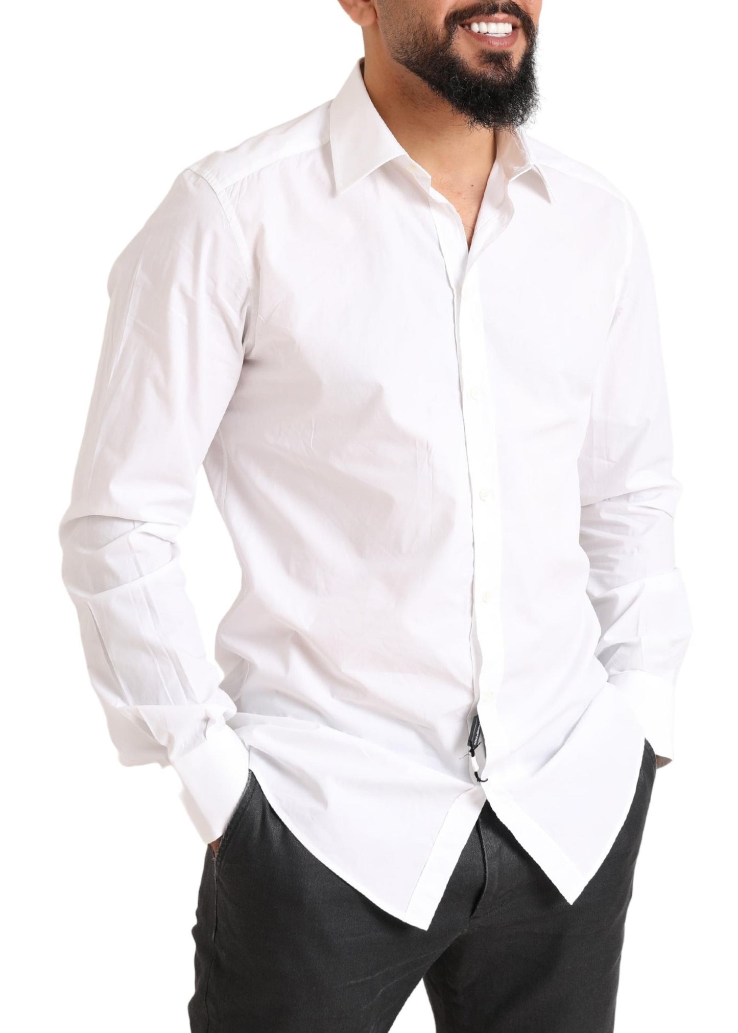 Opulent White Cotton Dress Shirt