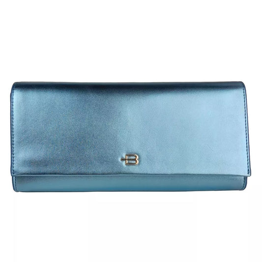 Elegant Metallic Light Blue Clutch