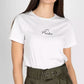 Chic White Cotton Tee with Front Print