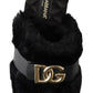 Elegant Black Polyester Men's Slides