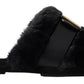 Elegant Black Polyester Men's Slides