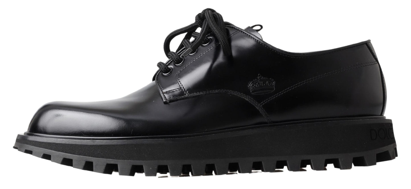Elegant Black Leather Derby Shoes