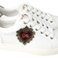 Elegant White Leather Low-Top Sneakers