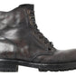 Italian Leather Combat Boots in Rich Brown