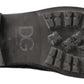 Italian Leather Combat Boots in Rich Brown