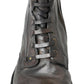 Italian Leather Combat Boots in Rich Brown