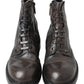 Italian Leather Combat Boots in Rich Brown
