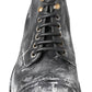 Elegant Leather Combat Boots in Black