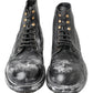 Elegant Leather Combat Boots in Black
