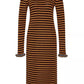 Chic Jewel Shoulder Striped Midi Dress