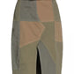 Chic Military Green Midi Skirt with Leopard Belt