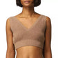 V-Neck Ribbed Wool Blend Top in Brown