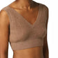 V-Neck Ribbed Wool Blend Top in Brown