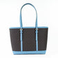 Jet Set Travel Small Pale Blue Brown PVC Shoulder Tote Bag Purse