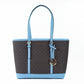 Jet Set Travel Small Pale Blue Brown PVC Shoulder Tote Bag Purse