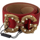 Elegant Red Amore Leather Belt