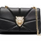 Elegant Black Crossbody with Gold Chain Accent