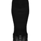 Chic Ribbed-Fringe Pencil Skirt in Black