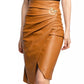 Chic Eco-Leather Pleated Skirt with Statement Slit