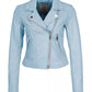 Chic Light Blue Lambskin Biker Jacket