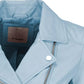 Chic Light Blue Lambskin Biker Jacket