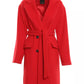 Chic Double-Breasted Red Velor Coat