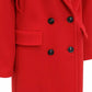 Chic Double-Breasted Red Velor Coat