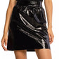 Sleek Sheepskin Patent Leather Skirt