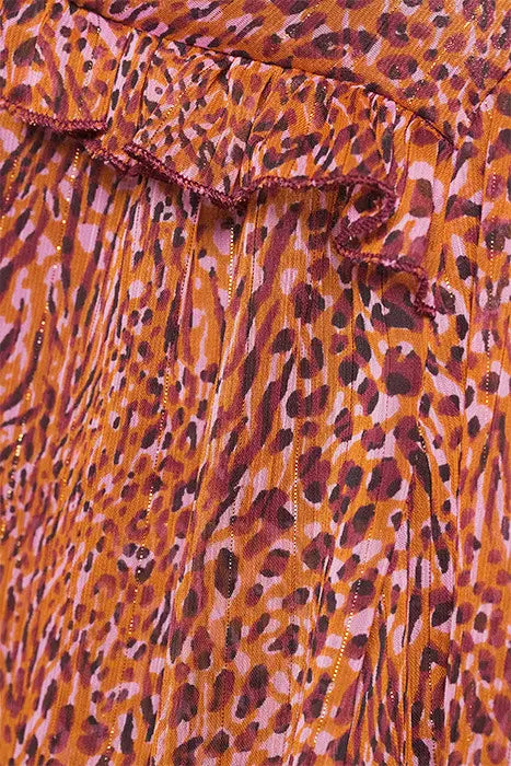 Spotted Print Metallic Thread Crepe Blouse