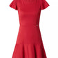 Chic Short-Sleeved Crew-Neck Red Dress